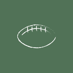 Canvas Print - Rugby football ball icon drawn in chalk.