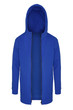 blue hoodie on white background 