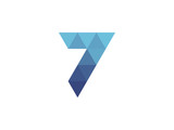 Fototapeta  - 7 Number  Blue Triangle Geometric Logo