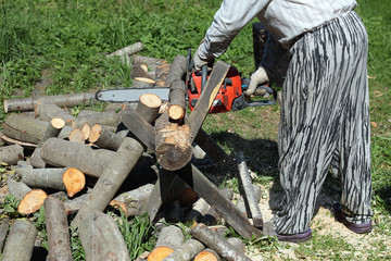 chainsaw to cut firewood