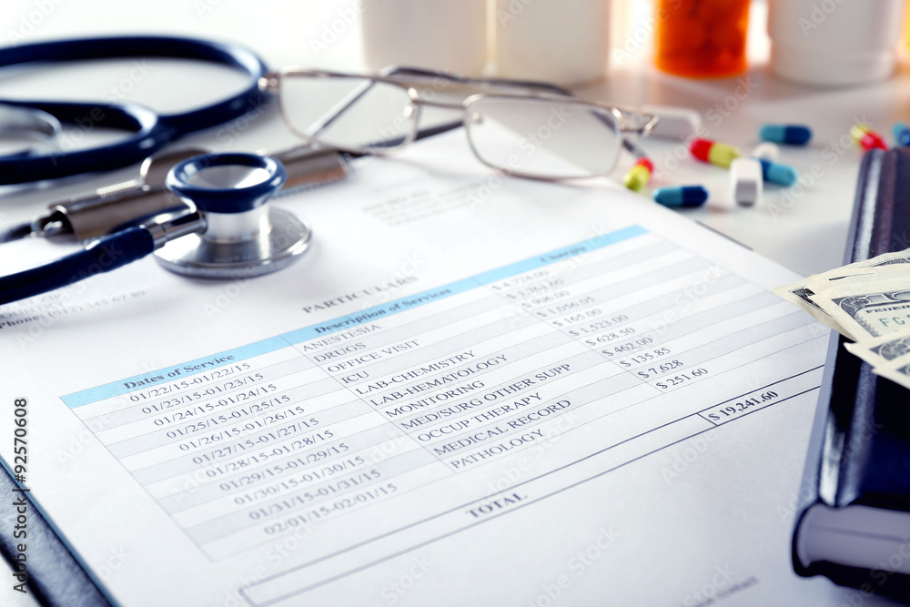 Doctor workplace close up