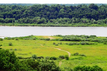 Wall Mural - View to the Nemunas river from Raudone old red bricks castle tower