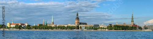 Naklejka na szybę Panorama of Riga, capital of Latvia