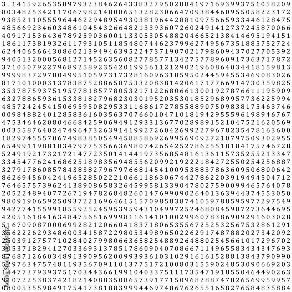 Pi - 3.1415 - Mathematical Column of Figures Vector Background - Wissenschaft, Mathematik, Zahlen, Hintergrund - obrazy, fototapety, plakaty 