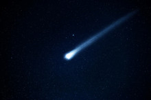 Comet In The Starry Sky. Elements Of This Image Furnished By NASA.