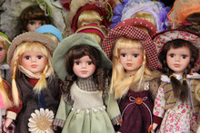 Porcelain Dolls In Prague Market, Sold As Souvenirs