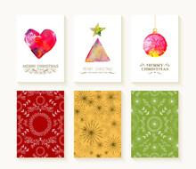 Merry Christmas Set Pattern Ornament Greeting Card