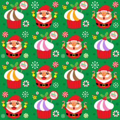 Poster - Christmas Seamless Santa Claus and Cake