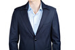 Closeup fashion dark blue blazer mens  wedding suit for groom.