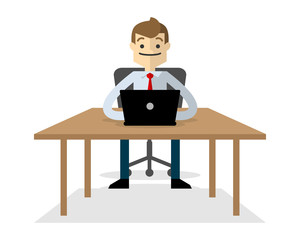 vector of a businessman with his laptop 2