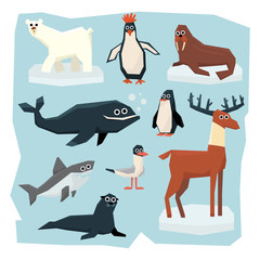 Canvas Print - Arctic and Antarctic Animals, Fish Set