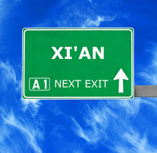 XI'AN Road Sign Against Clear Blue Sky