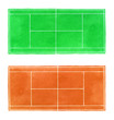 Tennis court. Hand-drawn grass and clay surface tennis courts on