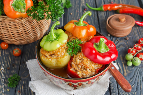 Obraz w ramie Peppers stuffed with rice and meat