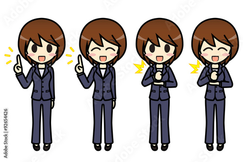 シンプルキャラクター 会話 表情イラスト集 ビジネス女性 パンツスタイル 要点 納得 Illustration Stock Adobe Stock