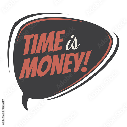 Naklejka - mata magnetyczna na lodówkę time is money retro speech bubble