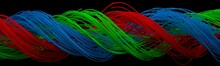 Twisting Square Shaped Wires. Red, Green And Blue Wires.