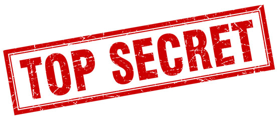 top secret red square grunge stamp on white