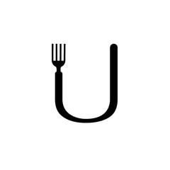 u letter with fork logo design