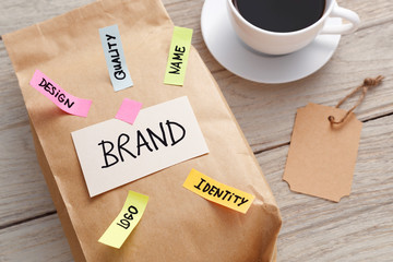 Wall Mural - branding marketing concept with paper bag and brand tag