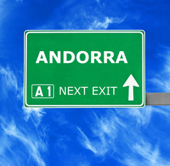 ANDORRA road sign against clear blue sky