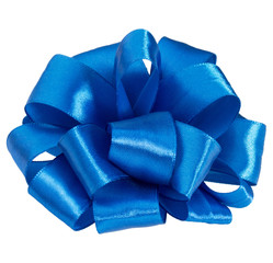 Festive blue gift bow isolated on white background cutout