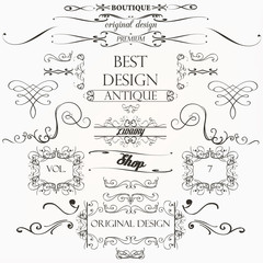 Wall Mural - set of vector calligraphic elements and page decorations