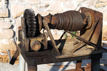 Old Winch With Open Gear Shaft