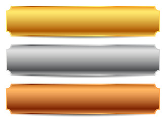 Aufkleber - Gold, silver, bronze bars, banners. Editable vector.