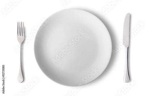 Fotografía Empty plate with fork and knife - Piatto vuoto con forchetta e coltello