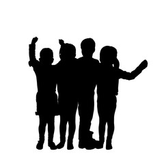 Sticker - Vector silhouette of children.