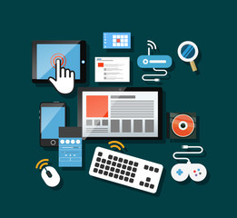 Poster - Different modern gadgets on the table
