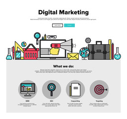 Aufkleber - Digital marketing flat line web graphics