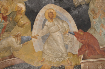 The Anastasis fresco in the parecclesion of the Chora Church, Istanbul, Turkey