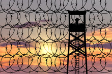 Silhouette Of A Lookout Tower And Borders