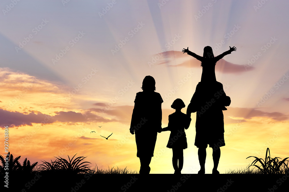 Happy family silhouette