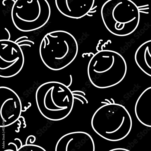 Fotografie, Obraz Seamless decorative background with painted smiles
