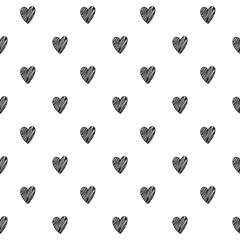 Wall Mural - Hearts scribble sketch pattern background.