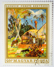 Stamp Printed By Hungary, Shows Black Pigs, By Paul Gauguin, Circa 1969