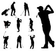 golfer silhouettes collection   - vector 
