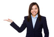 © leungchopan - Asian businesswoman with open hand palm