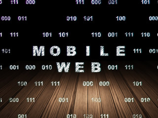 Web development concept: Mobile Web in grunge dark room