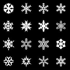 Wall Mural - vector white snowflake icon set