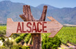 Alsace wooden sign with winery background