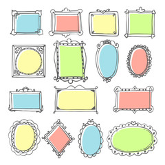 Wall Mural - Vector design elements. Sketch of hand drawing frames and border