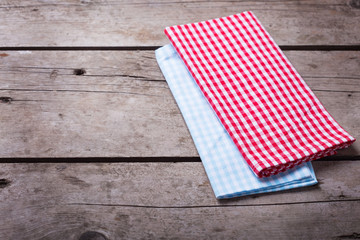 Canvas Print - Colorful red and  blue checkered  kitchen towels