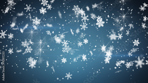 Cuadros en Lienzo christmas snowfall on blue background