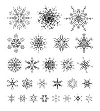 Vector Set Of Vintage Snowflakes For Your Winter Design.