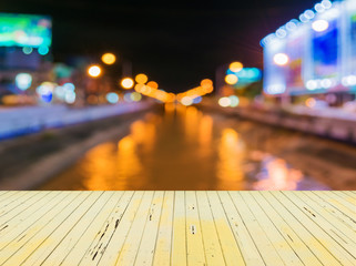 Wall Mural - image of blur street and canel  bokeh background with warm color