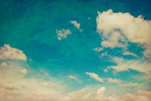 Blue Sky And Clouds Background Texture  Vintage With Space